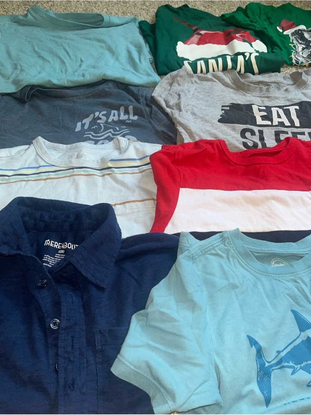 Multiples Kids Short Sleeve Tee Bundle - Light Blue, Red, Navy, Green, Gray